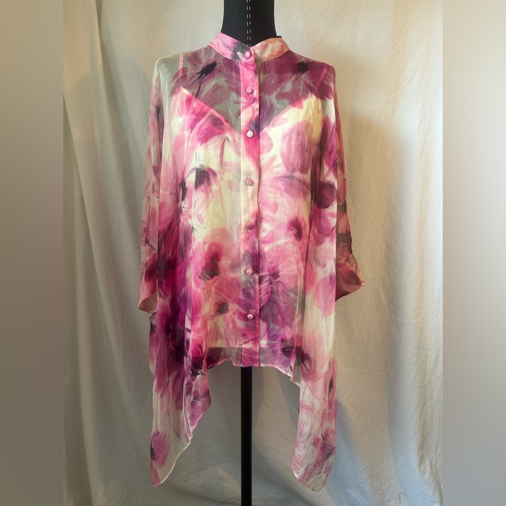 Johnny Was Katia Floral Silk Handkerchief Blouse size Small Medium NWT - Picture 10 of 16